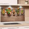 GRAZDesign Spritzschutz Küche Holzoptik, Glasrückwand Küche Gewürze, Rückwand Küche Küchenmotiv, Küchenrückwand Glas Kräuter / 80x60cm