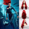 Aquaman Mera Cosplay Perücke Heiße rote Farbe Synthetische Cosplay Perücke für Frauen Helle rote Lace Front Perücken mit natürlichen Haaransatz Langes gewelltes Haar Erschwingliche glueless