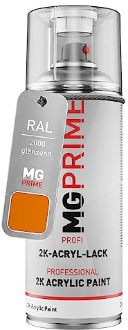 MG PRIME RAL 2000 Gelborange/Yellow orange glänzend 2K-Acryl-Lack Spraydose | Sprühdose 400 ml, schnelltrocknend