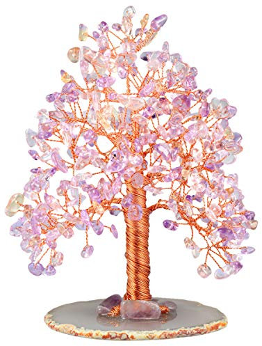 Nupuyai Amethyst & Citrin Kristallbaum Feng Shui Geldbaum Baum des Lebens Edelstein Baum Wire Wrap Trommelsteine Glücksbaum Dekoration