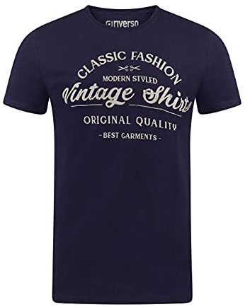 riverso Tshirt Herren Baumwolle Regular Fit RIVLeon Rundhals Kurzarm Sommer Tee Shirt Print, Größe:S, Farbe:Blau (NJD)