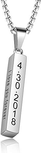 kaululu Personalisierte Kette mit Namen für Herren Damen Halsketten mit Gravur Edelstahl Bar Anhänger Namenskette für Paar Männer Frauen Geschenk für Valentinstag/Geburtstag/Königstag Silber#2