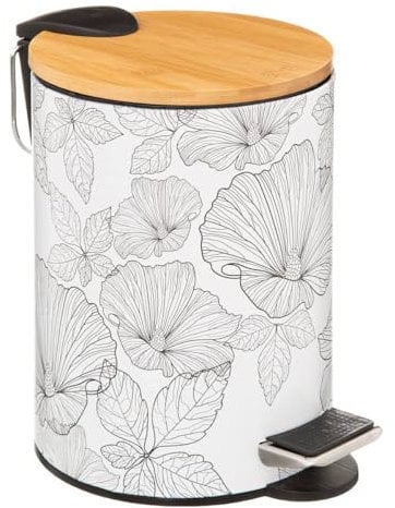 5five - Poubelle Soft Close 3l blackflora Noir et Blanc