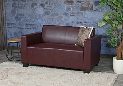 Mendler 2er Sofa Couch Lyon Loungesofa Kunstleder - rot-braun