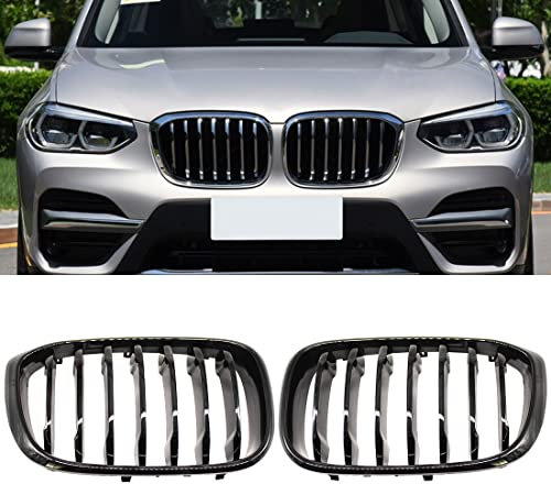 HZTWFC Auto Fronthaube Nierengitter glänzend schwarz einzelne Lamelle für BMW X3 X4 G01 G02 2018 2019 2020