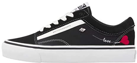 British Knights Damen Mack Platform Sneaker, Schwarz Weiss Herz, 40 EU