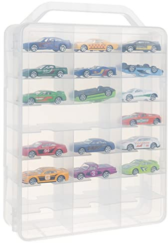 KRUZZEL Sammlervitrine Polypropylen zu 46 Fächen 33x 25 x 8,5 cm - Setzkasten für Ihre Sammlung - Organisation Schaukasten für Autos - Matchbox Regal - Spielzeugauto Sufbewahrung 20313