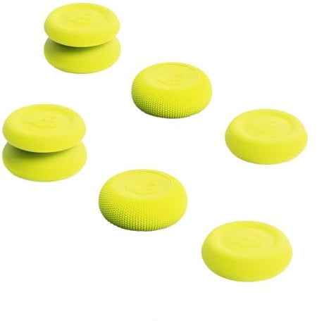 Skull & Co. Skin, CQC and FPS Thumb Grip Set Joystick Cap Analog Stick Cap for Nintendo Switch Pro Controller & PS5 / PS4 / Slim/Pro Controller - Neon Yellow, 3Pairs(6pcs)