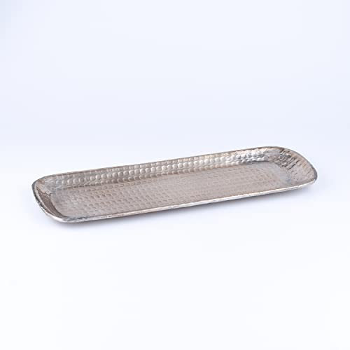 Bandeja oriental de aluminio Hedye de 30 cm | Bandeja de té marroquí en color plata | Bandeja oriental plateada | Decoración oriental en la mesa