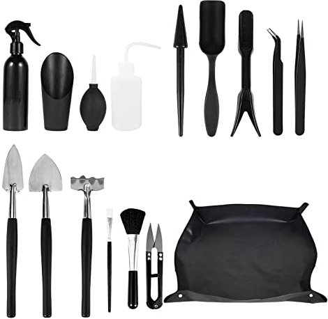 Teksome Herramientas suculentas | Herramientas suculentas para trasplante Manual jardín 16 Piezas - Bonsai Tools plantación en Miniatura para Interiores Kit