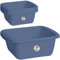 #11 4X Schüssel 17 Liter rechteckig 45x35x18 cm Blau - Universal Haushaltsschüssel Waschschüssel Küchenschüssel Spülschüssel Kunststoff Fußbad Pflege - nestbar