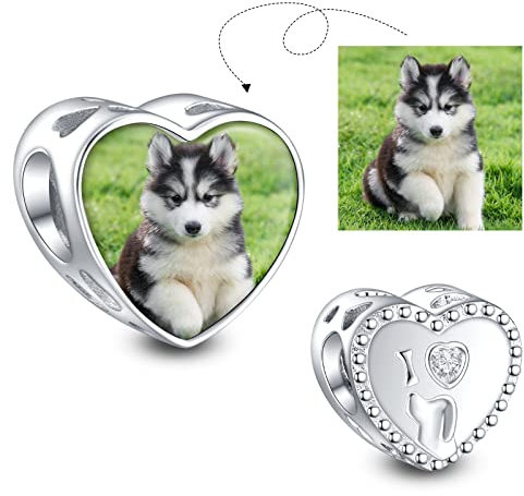 NINGAN Ich liebe meinen Hund 925 Sterling Silber personalisierte Foto Anpassung Charme DIY Geschenk