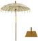 Solycarpa Sombrilla Balinesa Grande 180 cm Ø de Tela y Madera + Base. Parasol con Protección UV y Diseño Artesanal Hecho a Mano en Bali. Ideal para Terraza, Playa Jardín y Restaurante.