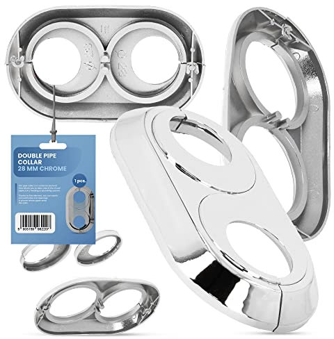 Instalguru Double rosace de 28 mm, cache tube de radiateur, manchon en chrome, housse de chauffage, accessoires pour systèmes de chauffage central