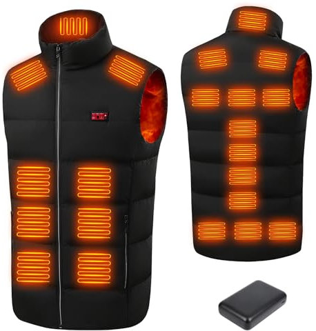 GuKKK Chaleco Calefactable para Mujeres Hombres, 10000mAh Chaleco con Calefacción Eléctrica USB, Carga Chaqueta Calefactora 21 Zonas de Calentamiento, Chaleco Térmico Ajustable con 3 Temperatura(XXL)