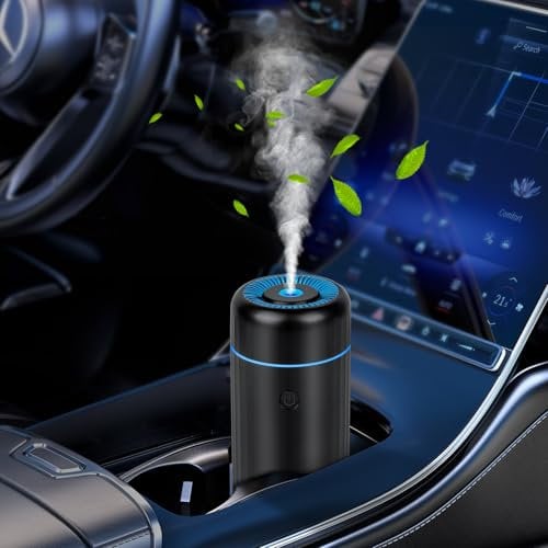 HIULLEN Auto-Lufterfrischer, USB Essential Oil Diffuser, Aroma Diffuser für Ätherische Öle, 2 Nebel-Modi Mini Luftbefeuchter Automatische Abschaltung für Auto Büro Schlafzimmer Haus Reisen(Schwarz)