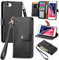 VEEMOS Zipper Wallet Case for Apple iPhone SE 2020 / SE 2022 5G / iPhone 7 / iPhone 8 Phone Case with Purse Card Holders RFID Blocking Leather Flip Case Book Cover Wrist Strap Women - Black