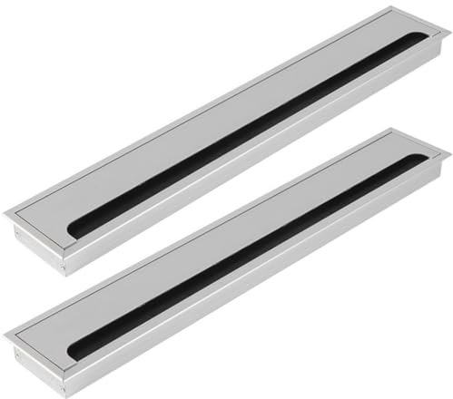 ZESLIV 2 pasacables de aleación de aluminio para escritorio, pasacables rectangular, 80 x 500 mm, con junta de cepillo de aluminio para mesa