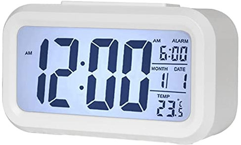 LED Digital Alarm Clock - Digital Alarm Clock Bedside - Electronic Large Digit Display Snooze Night Light Battery Operated Long Battery Life Clock With Date Calendar Temperature For Kids/Bedroom/Heav