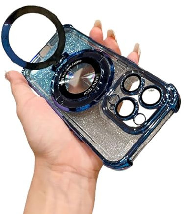 Airbag Anti-Fall for iPhone Case with Invisible Ring Stand, Four Corners Air Cushion Anti Drop Cell Phone Case, Airbag Phone Case for iPhone 13 14 15 Pro Max (Blue,for iPhone14)