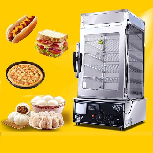 JOSBY Food Heating Warming Showcase, 5-Layer 1200W Electric Hot Food Warmer, 30-110℃, Glass Door Fast Food Warmer Display Cabinet, for Convenience Store Store Buffet Restaurant