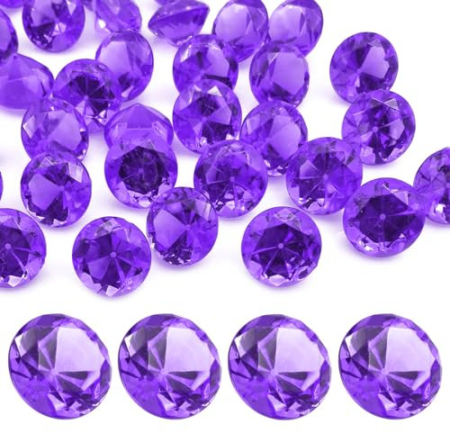 LYHLYA Edelsteine für Kinder, Violett Acryl Diamanten 25 mm Deko Diamanten acryl Edelsteine Gefälschte Edelsteine für Vasenfüller, Hochzeit Vasen Tischdeko,Partydekorationen