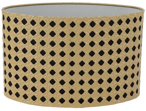 Metal Etching Process Large lamp Shade, Oval Shaped Hollow Metal Carved Compatible E27 E14 Caliber Drum Big Lampshades for Table Lamp and Floor Light (Yellow)