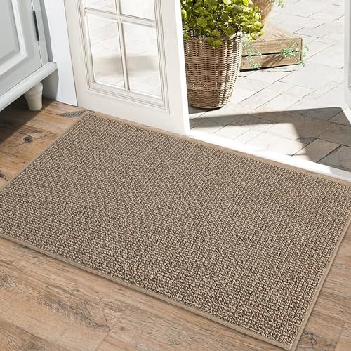 BEQHAUSE Fußmatte Innen Schmutzfänger Türmatten rutschfest, Schmutzfangmatte Waschbar Eingang Matte Fussmatte für Front Hintertür, Eingang, Flur, 50x80 cm, Taupe