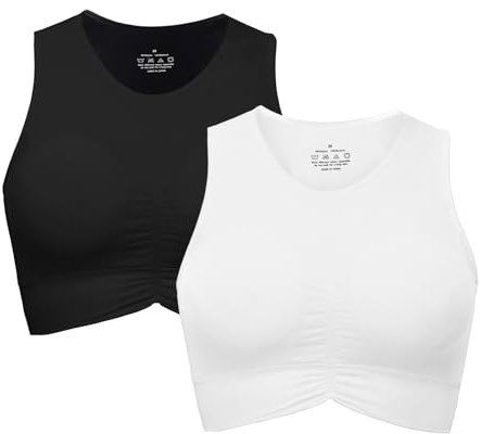 YUTYTH Sports Bras Women, Wireless High Neck Crop Tops Vest Tank Tops Padded Seamless Comfort Bras for Ladies Yoga Everyday Wear
