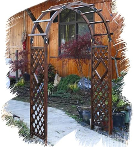 HCZION Kletterpflanzen Rosenbogen Torbogen Aus Holz 210cm Rankhilfe Spalier, Schwer Rosenspalier Gartenbogen Wetterfest Rankenbogen Außendekoration (Size : 39in/100cm)