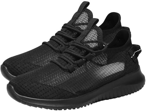 Scarpe estive da donna in tessuto leggero a rete traspirante e confortevole, con lacci, scarpe casual e stivali da uomo, Nero , 38 EU