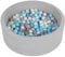 SELONIS Piscine À Balles Ronde en Mousse 90X30cm/300 Balles pour Bébé Enfant, Gris Clair: Perle/Gris/Transparent/Babyblue/Menthe