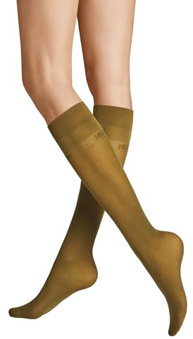 Hudson Damen Kniestrümpfe Micro 50 druckfreier Bund 50 DEN ocher yellow 0538 39-42