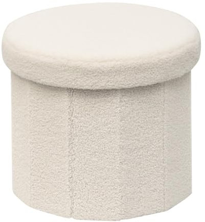Bonlife Sitzbank mit Stauraum, klappbare Sitztruhe, Aufbewahrungsbox, Fußbank,Liebe,für Schlafzimmer Wohnzimmer Flur,Weiß,38x38x38 cm