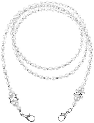 Prasacco Brillenkette Damen, 74 cm Weiße Brillenband aus Acryl Anti-Verlust-Kette für Brillen Perlen Kette Lanyard Halter für Kurzsichtigkeit Brillen, Sonnenbrillen, Sportbrillen, Lesebrillen