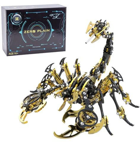 ToyGhillied 3D Metall Puzzle Modellbausatz, DIY 3D Puzzle Mechanisch Skorpion Modell, 200 Teile Steampunk Metall 3D Modell DIY Ornament für Erwachsene (Schwarz Goldene)
