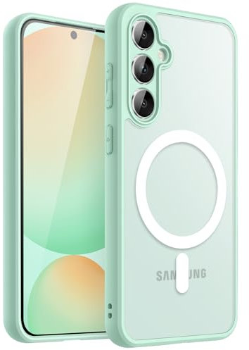 JETech Cover Magnetica per Samsung Galaxy S24 FE, Compatibile con MagSafe, Traslucida Opaco Retro Antiurto Cellulare Custodia (Menta Verde)