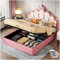 Sapgaks Lit Enfant avec éclairage d'ambiance réglable,lit Coffre 140x200 avec Espace de Stockage hydraulique,Cadre de lit 2 Personne avec sommier,Rose