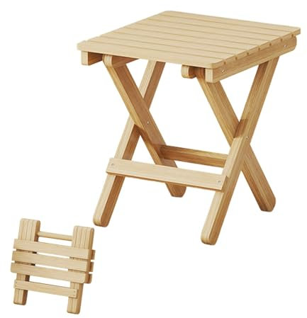 MLqkpwy Naturholz Klapphocker - Klappbar Hocker Badhocker, Garten Klapphocker Sitzhocker Hocker, Blumenhocker Gartenhocker Holzhocker, Garten Hocker Blumenhocker Beistelltisch Pflanzenhocker