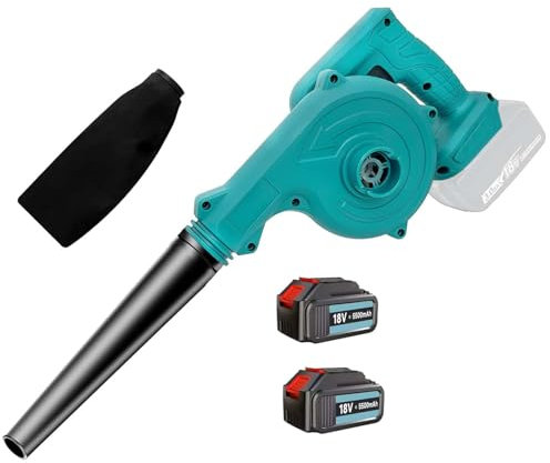 Akku Laubbläser für Makita 18V Akku, Laubbläser kabellos mit 2X 3.0AHAkku,180CFM, 3.8m³/min, für die Beseitigung von Laub/Schlamm/Schnee/Autostaub