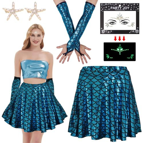 SPHERETRON Meerjungfrau Kostüm Damen Meerjungfrau Rock kostüm meerjungfrau damen rock meerjungfrau damen Sirenen Kostüm mit Meerjungfrau Accessoires Für Mottoparty, Karneval