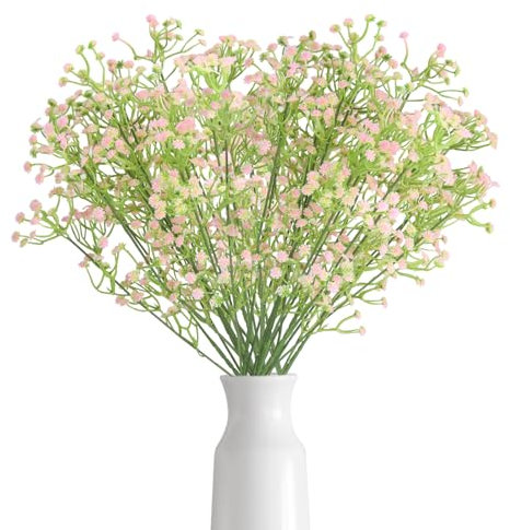 XIAQICA 12 Stück Schleierkraut Künstlich 52cm Schleierkraut Künstliche Blumen Biegbar Perfekt für Heimdekoration, Kunsthandwerk, Hochzeits Brautsträuße Rosa