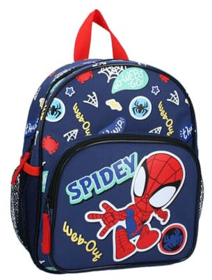 mybagstory - Rucksack für Kinder, Motiv: Spidey, Blau, für Kinder, Schule, Kindergarten, Kindergarten, Schulranzen, Jungen, Größe 29 cm, verstellbare Träger, Geschenkidee, Spidey - Blau, enfant