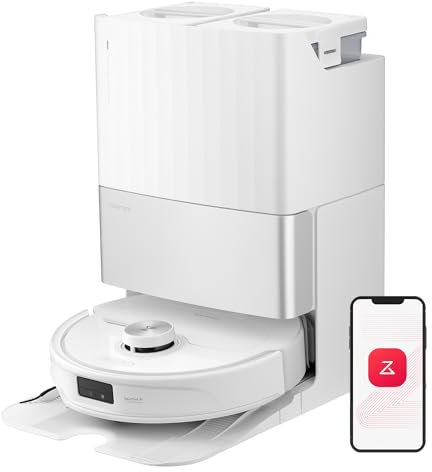 roborock QV 35S-Set Saugroboter mit Wischfunktion, 10.000 Pa HyperForce Saugkraft, Anti-Tangle-Bürsten, Anhebbare Schleudermopps, Intelligente Hindernisvermeidung, All-in-One Dock (Weiß)