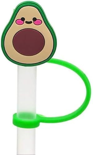 Green Avocado Straw Cap, 8mm Cute Silicone Straw Covers Cap for Stanley Cup, Dust-Proof Drinking Straw Reusable Straw Tips Lids Drinking Straw Dispensers Kitchen Accessories