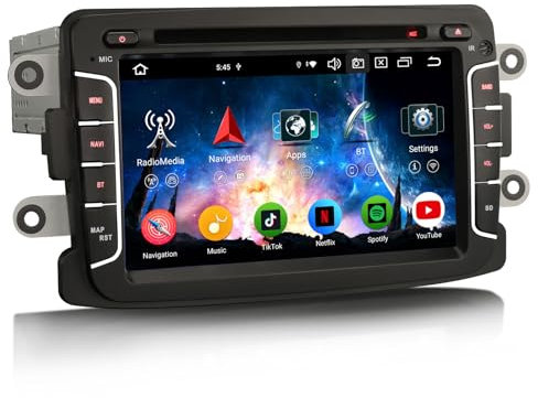 8-Kern 4GB+64GB 8 Zoll Android 14 Autoradio GPS Navigation für Renault Dacia Duster Logan Sandero Dokker Lodgy Unterstützt CarPlay Android Auto WiFi 4G DSP DAB+ USB FM RDS OBD2 Canbus Lenkradsteuerung
