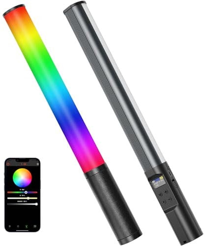 Light Wand Photography, Heysliy RGB Handheld LED Light Stick Upgraded Supports APP Control, 360° Full Color, 2500K-9900K Dimmable, 24 Scenes, LCD Display, 2600mAh Rechargeable for Photo Studio Video