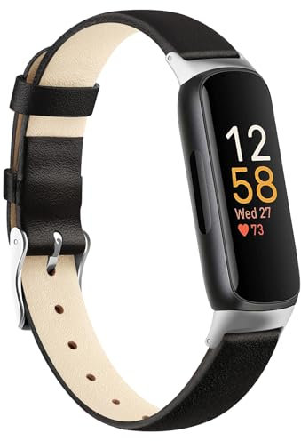 Lederriemen kompatibel mit Fitbit Inspire 3 Armband für Damen und Herren, weiches verstellbares Leder-Sportarmband, Ersatzarmband für Fitbit Inspire 3/2/HR (Schwarz)