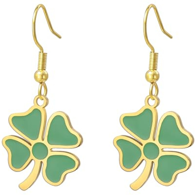 Vierblättrige Kleeblatt-Ohrringe Grüne Kleeblatt-Ohrringe Glücksbringer Freundschaftsschmuck St. Patrick's Day Accessoires Irisches Geschenk für Frauen