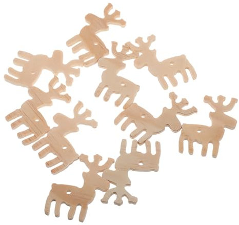 HANABASS 10 Stück Hirschhandwerk Aus Holz Wohnkultur Unvollendete Tierausschnitte Aus Holz Zum Basteln Weihnachts-Hirsch- Elch Hängende Ornamente Hirsch Weihnachtsdeko Beige Hölzern